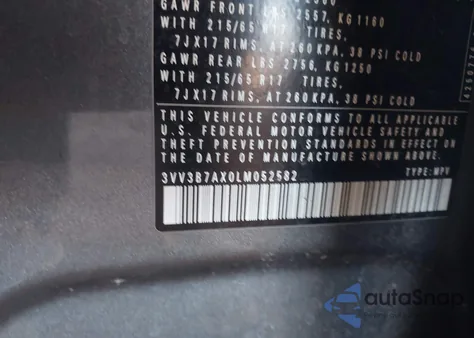 2020 Volkswagen Tiguan 2.0T Se/2.0T Se R-Line Black/2.0T Sel из США, поврежденный, VIN 3VV3B7AX0LM052582